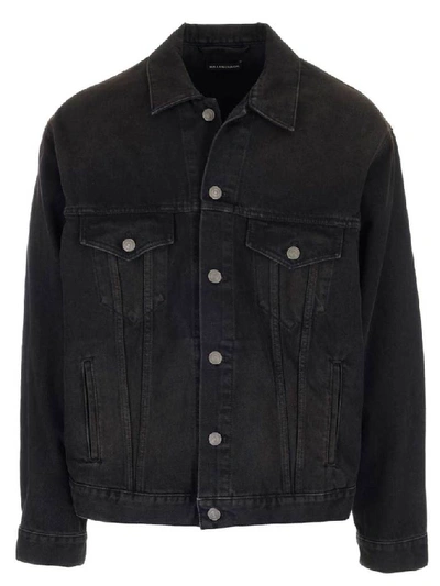 Balenciaga Point-collar Denim Jacket In Black