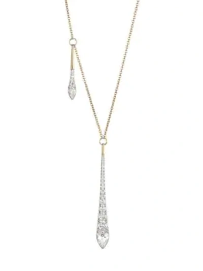 Adriana Orsini Devona Two Spear 18k Yellow Goldplated Sterling Silver & Cubic Zirconia Pendant Necklace