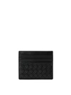 BOTTEGA VENETA BLACK BRAIDED LEATHER CARD HOLDER