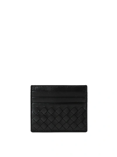 Bottega Veneta Black Braided Leather Card Holder