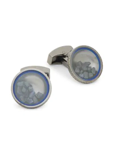 Tateossian Round Gunmetal-tone Cufflinks In Blue