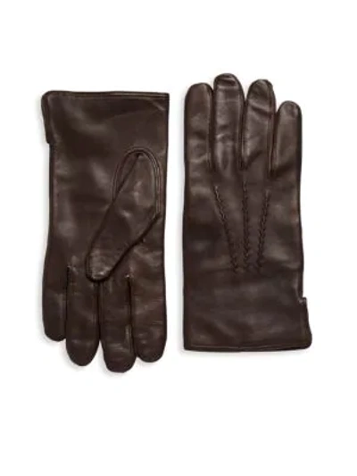 Saks Fifth Avenue Slip-on Leather Gloves In Brown