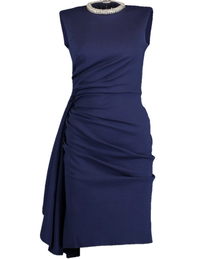 Alexander Mcqueen Jersey Side Ruched Dress In Sapphire