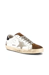 Golden Goose Distressed Superstar Sneakers In White Mud Suede & Ice Star