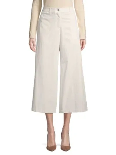 Lafayette 148 Wide-leg Stretch Cropped Pants In Stucco