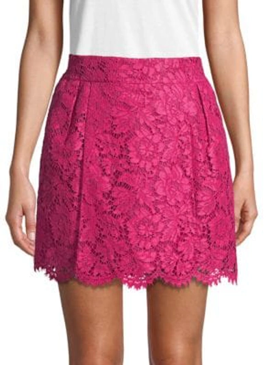 Valentino Lace Mini Skirt In Fuchsia