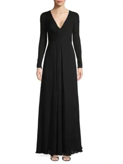 Giorgio Armani Plunging Silk Gown In Black