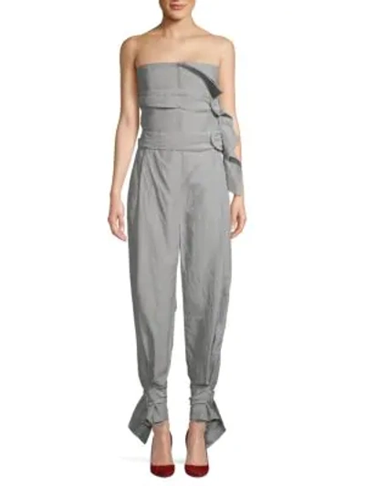 Carmen March Strapless Belted Jumpsuit In Grey
