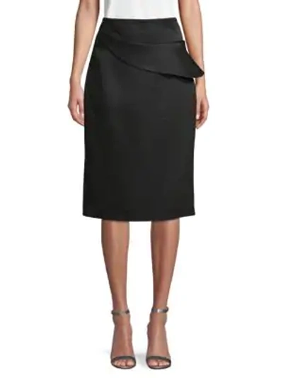 Brandon Maxwell Wool & Silk-blend Pencil Skirt In Black