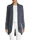 Matty M Textured Open-front Cardigan In Heather Blue
