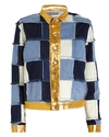 L AGENCE Sly Foil Patchwork Denim Jacket,060037057798