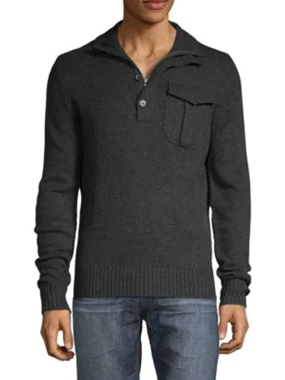 Amicale Merino Wool Cashmere Quarter-zip Sweater In Charcoal