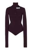 BOTTEGA VENETA CUTOUT TURTLENECK STRETCH-WOOL CREPE BODYSUIT,743832