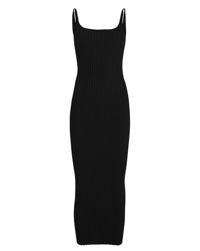 Paco Rabanne Sleeveless Rib Knit Dress In Black