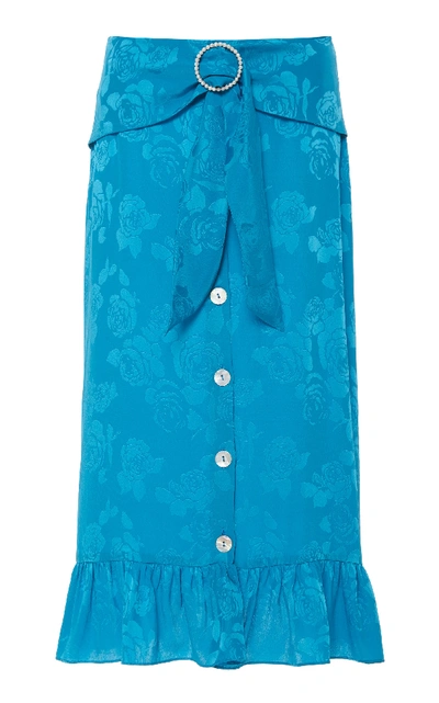 Art Dealer Mara Wrap Button Down Midi Skirt In Blue