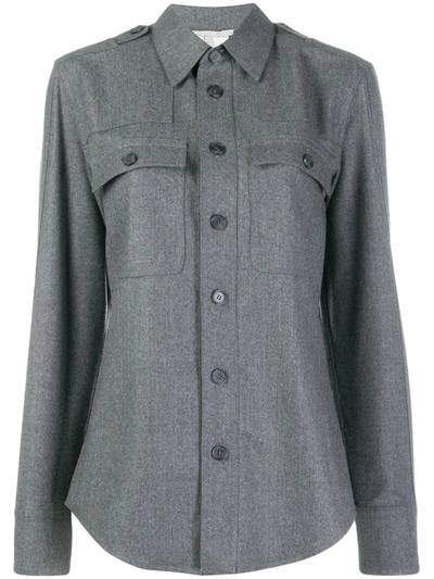 Stella Mccartney Wool-flannel Military Shirt In Dark Grey Melange