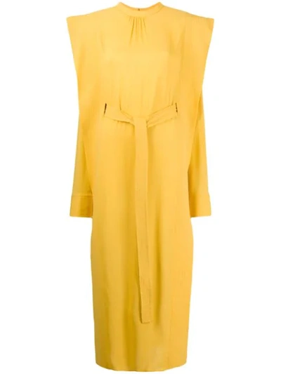 Stella Mccartney + Net Sustain Belted Cady Midi Dress In Gold