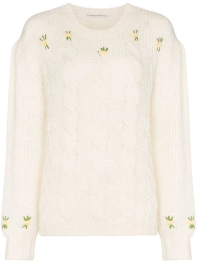 Alessandra Rich Floral-embroidered Jumper In White