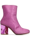 MAISON MARGIELA CRUSHED HEEL GLITTER ANKLE BOOTS