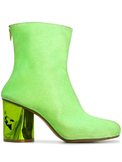 Maison Margiela Crushed Heel Glitter Ankle Boots - 绿色 In Green