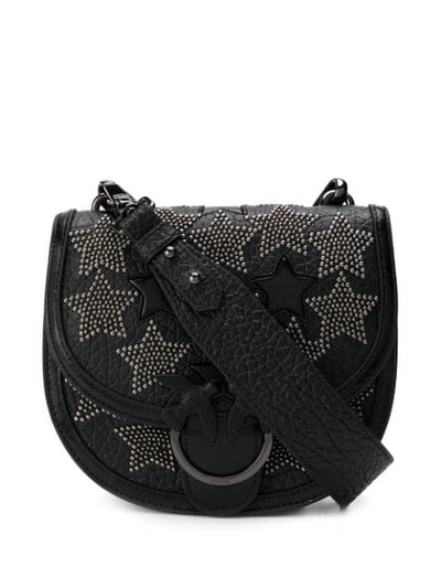 Pinko Star Studded Shoulder Bag In Black