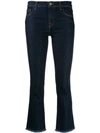 L'autre Chose Fringed Jeans In A Cropped Length In Blue