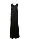 Michelle Mason Women's Strappy Silk Wrap Gown In Black