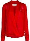 MICHELLE MASON WRAP-STYLE SILK BLOUSE