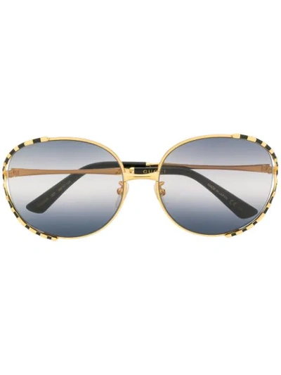 Gucci Oversized Frame Sunglasses In 金色