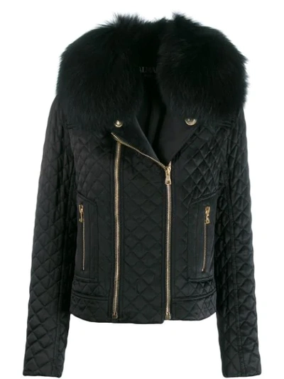 Balmain Collared Quilted Jacket In 0pa - Black