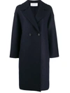 Harris Wharf London Double Breasted Coat In Blue