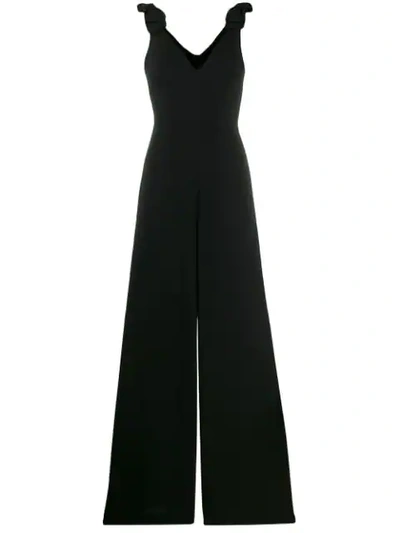 Zimmermann Bow-embellished Crepe Wide-leg Jumpsuit In Black