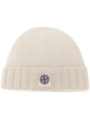 Stone Island Beanie Hat With Logo Patch In White