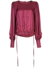 ANN DEMEULEMEESTER ELASTICATED HEM BLOUSE