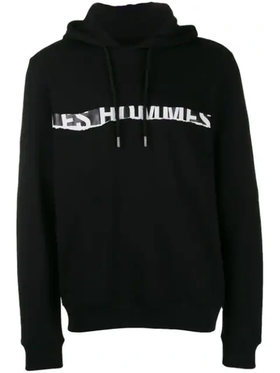 Les Hommes Logo Print Hoodie In Black