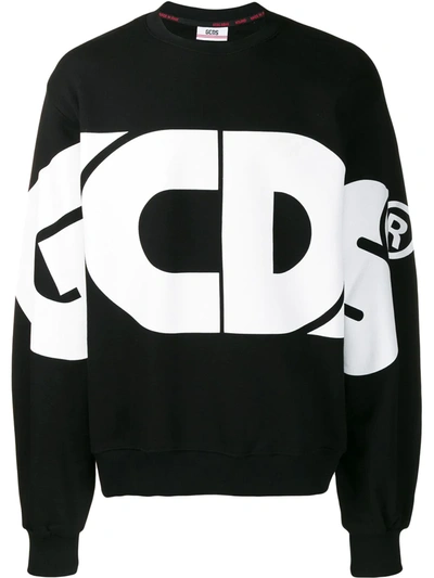 Gcds Black Macro Logo Sweatshirt In Black,white