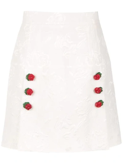 Dolce & Gabbana Floral Brocade A-line Skirt In Bianco