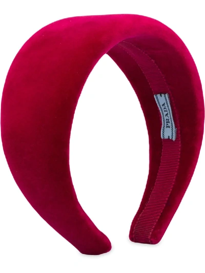 Prada Velvet Headband In Red