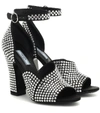 Prada Swarovski Crystal-embellished Leather Sandals In Black