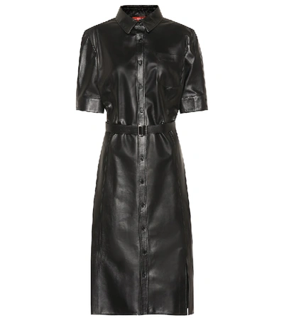 Altuzarra Kieran Leather Midi Shirt Dress In Black | ModeSens