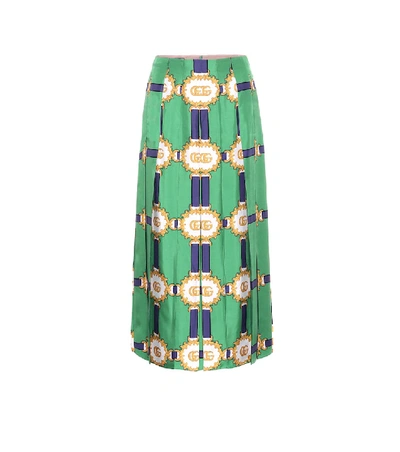 Gucci Double G Patterned Midi Skirt - 绿色 In Green