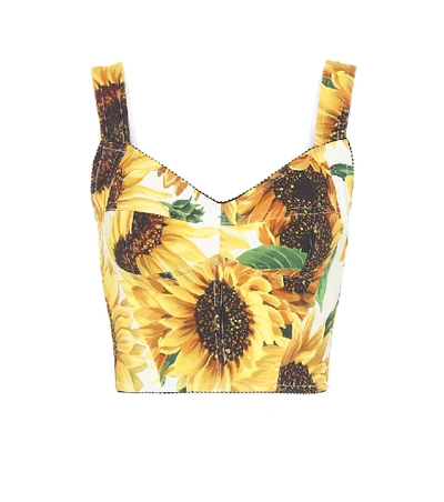 Dolce & Gabbana Sunflower-print Cady Bustier In Yellow