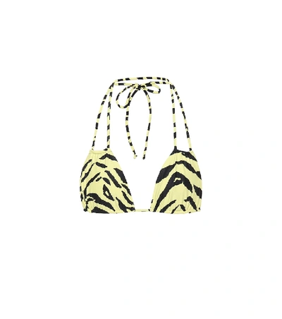 Saint Laurent Tiger Print Bikini Top - 黄色 In Yellow