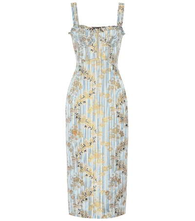 Brock Collection Pelagia Cotton-blend Floral-brocade Dress In Light Blue |  ModeSens
