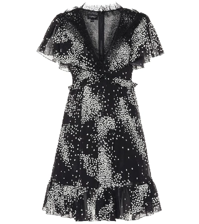 Giambattista Valli Square-print Lace-trimmed Silk-georgette Dress In Floral