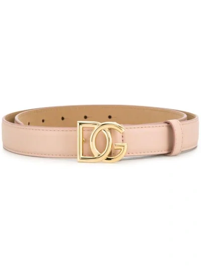 Dolce & Gabbana Logo Buckle Belt In Pink