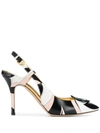 EMILIO PUCCI FORTUNA PRINT LEATHER SLINGBACK PUMPS