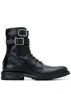 SAINT LAURENT ARMY LACE-UP BUCKLE DETAIL BOOTS