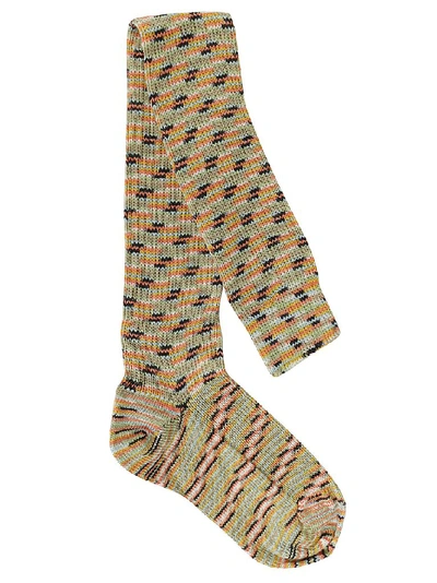 Missoni Contrasting Panelled Long Socks In Multi