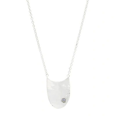 Ali Grace Jewelry Sterling, Labradorite & Diamonds Shield Pendant Necklace